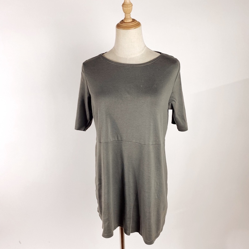 J. JILL Pima Cotton Shirttail Tee Drab Olive Womens Medium